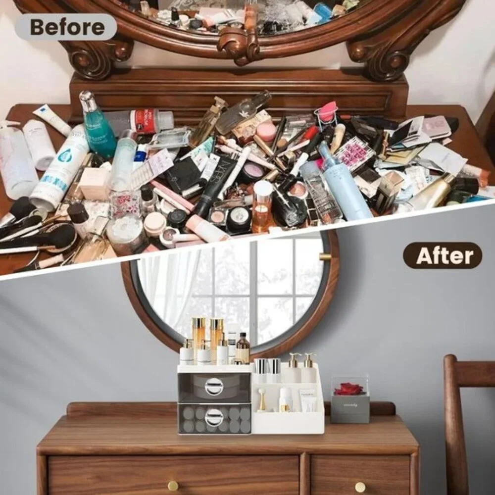 Makeup Organizer with Clear Drawers, Large Vanity Storage for Skincare & More